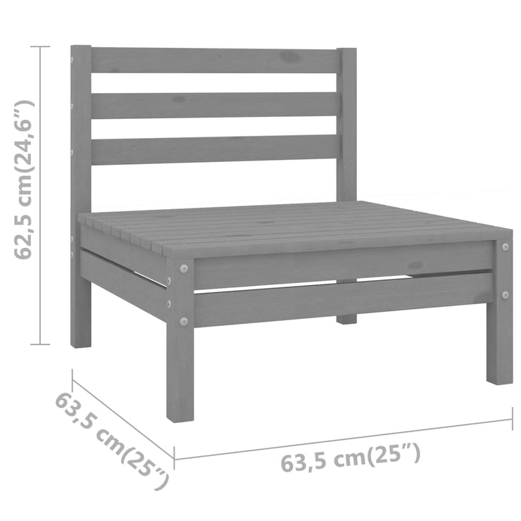 Patio Middle Sofa Gray Solid Wood Pine