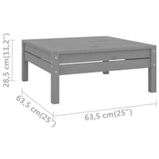 Patio Footstool Gray Solid Wood Pine