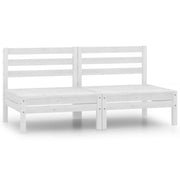 Patio Middle Sofas 2 pcs White Solid Wood Pine