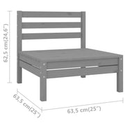 Patio Middle Sofas 2 pcs Gray Solid Wood Pine