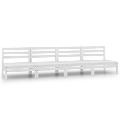 Patio Middle Sofas 4 pcs White Solid Pinewood