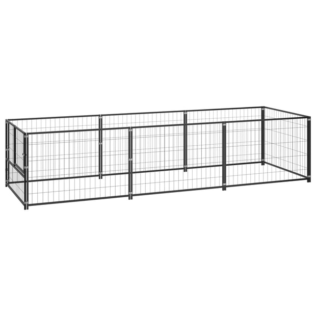 Dog Kennel Black 32.3 ft² Steel