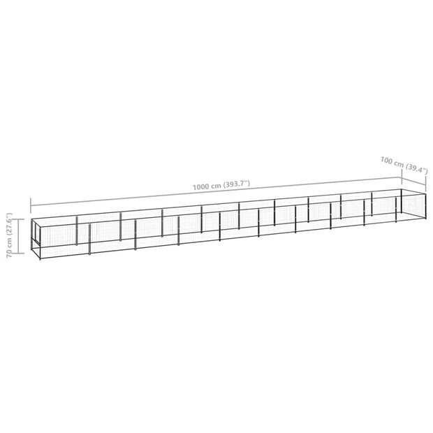 Dog Kennel Black 107.6 ft² Steel