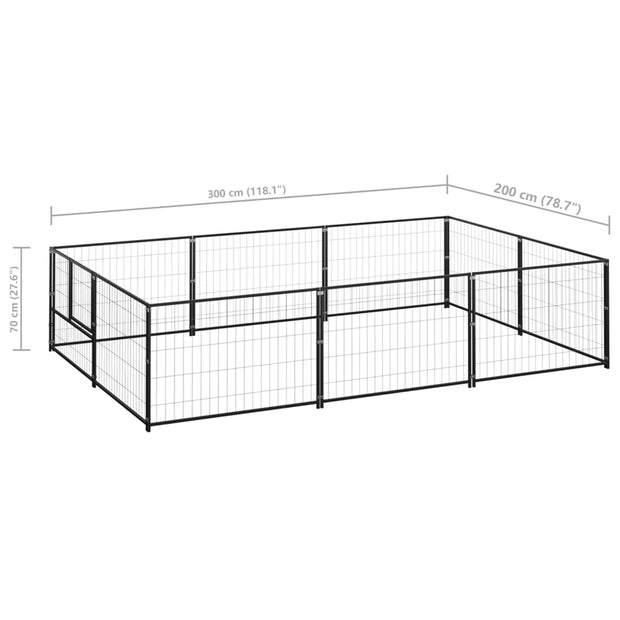 Dog Kennel Black 64.6 ft² Steel