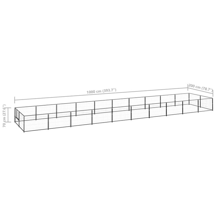 Dog Kennel Black 215.3 ft² Steel