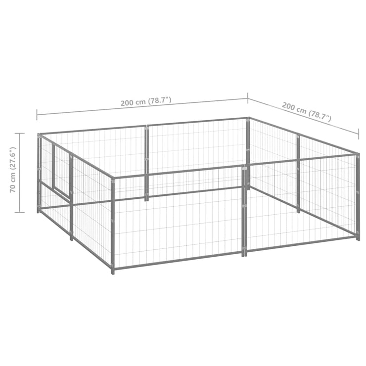 Dog Kennel Silver 43.1 ft² Steel