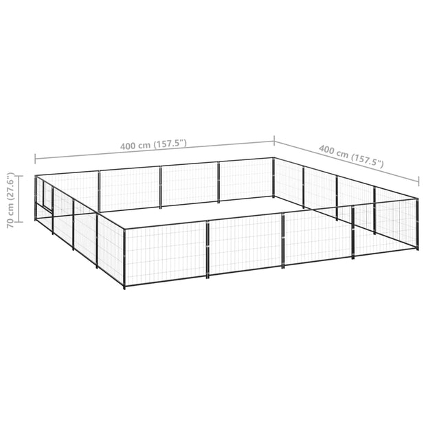 Dog Kennel Black 172.2 ft² Steel