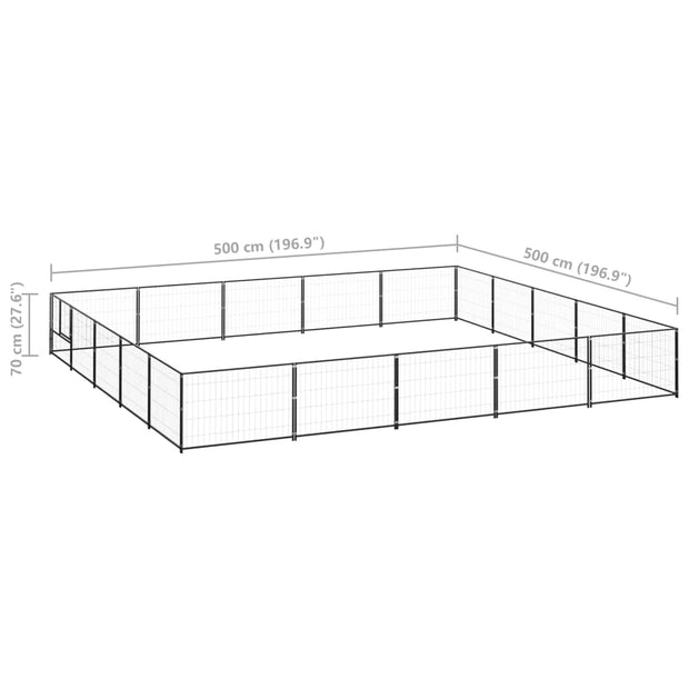 Dog Kennel Black 269.1 ft² Steel