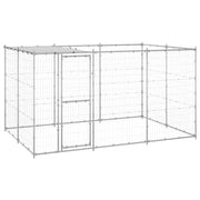 Outdoor Dog Kennel Galvanized Steel with Roof 78.1 ft²