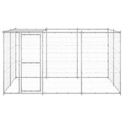 Outdoor Dog Kennel Galvanized Steel with Roof 78.1 ft²