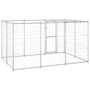 Outdoor Dog Kennel Galvanized Steel with Roof 78.1 ft²