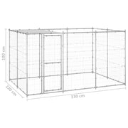 Outdoor Dog Kennel Galvanized Steel with Roof 78.1 ft²