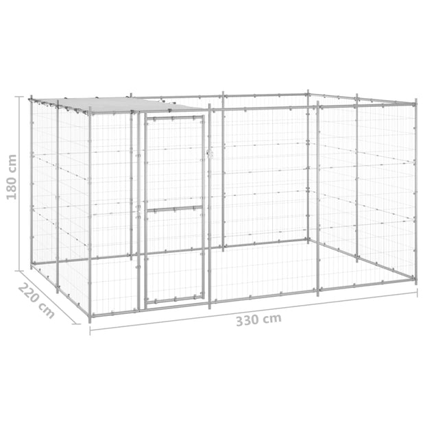 Outdoor Dog Kennel Galvanized Steel with Roof 78.1 ft²