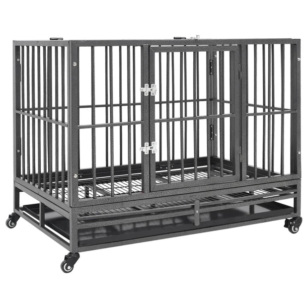 Dog Cage with Wheels Steel 36.2"x24.4"x29.9"