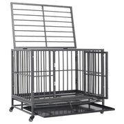 Dog Cage with Wheels Steel 36.2"x24.4"x29.9"