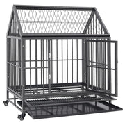 Dog Cage with Wheels and Roof Steel 36.2"x24.4"x41.7"