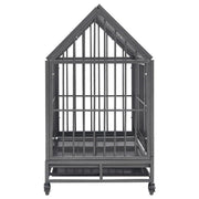 Dog Cage with Wheels and Roof Steel 36.2"x24.4"x41.7"