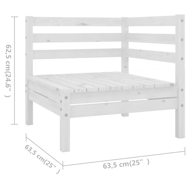 10 Piece Patio Lounge Set Solid Pinewood White