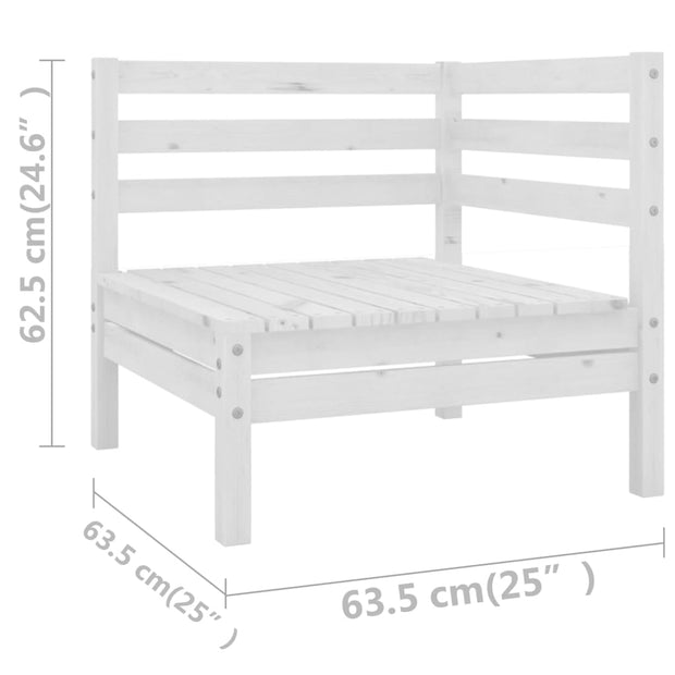 10 Piece Patio Lounge Set Solid Pinewood White