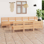 10 Piece Patio Lounge Set Solid Pinewood