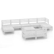 10 Piece Patio Lounge Set White Solid Pinewood