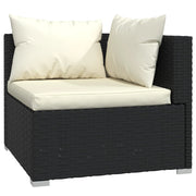 Patio Loveseat with Cushions Black Poly Rattan