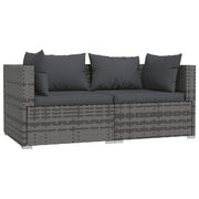 Patio Furniture Set 3 Piece with Cushions Gray Poly Rattan