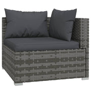 Wicker Patio Furniture 3 Piece with Cushions Gray Poly Rattan