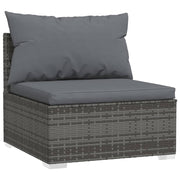 Patio Furniture Set 4 Piece with Cushions Gray Poly Rattan