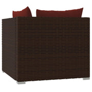 Patio Loveseat with Cushions Brown Poly Rattan