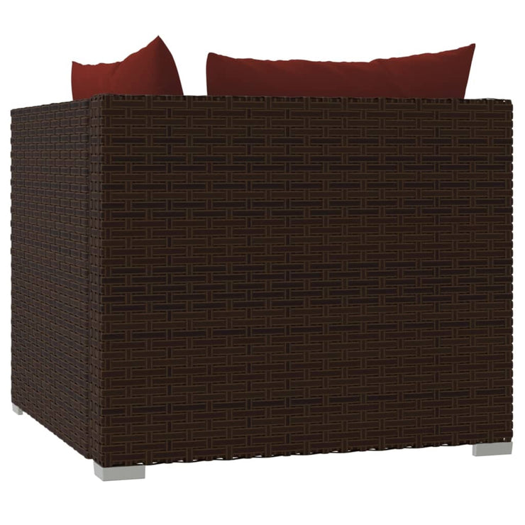 Patio Loveseat with Cushions Brown Poly Rattan