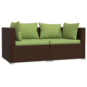 Patio Loveseat with Cushions Brown Poly Rattan