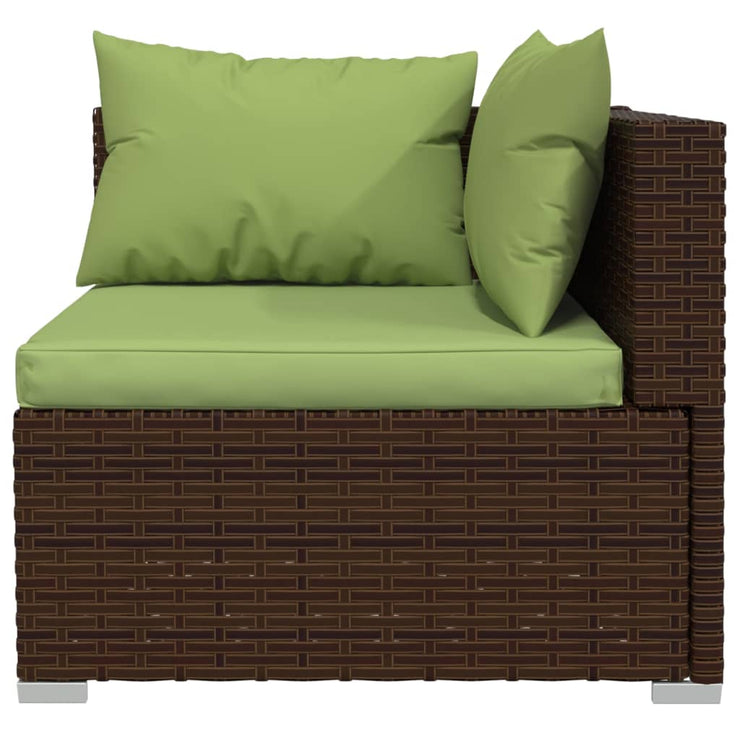 Patio Loveseat with Cushions Brown Poly Rattan