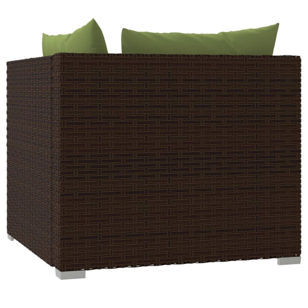 Patio Loveseat with Cushions Brown Poly Rattan