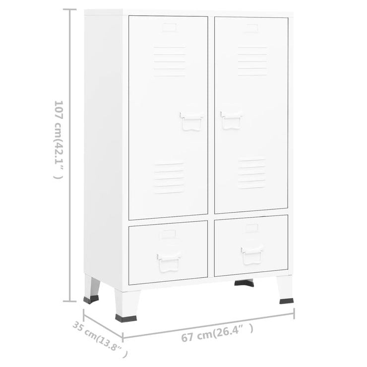 Industrial Wardrobe White 26.4"x13.8"x42.1" Steel