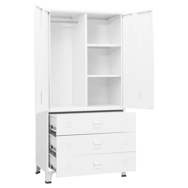 Industrial Wardrobe White 35.4"x19.7"x70.9" Metal