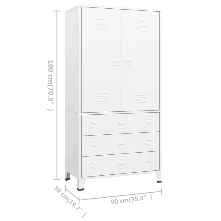 Industrial Wardrobe White 35.4"x19.7"x70.9" Metal