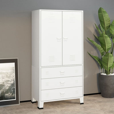 Industrial Wardrobe White 35.4"x19.7"x70.9" Metal