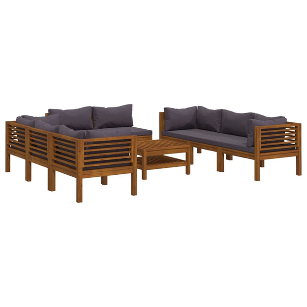 9 Piece Patio Lounge Set with Cushion Solid Acacia Wood