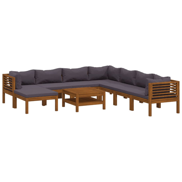 9 Piece Patio Lounge Set with Cushion Solid Acacia Wood