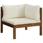 9 Piece Patio Lounge Set with Cream Cushion Solid Acacia Wood