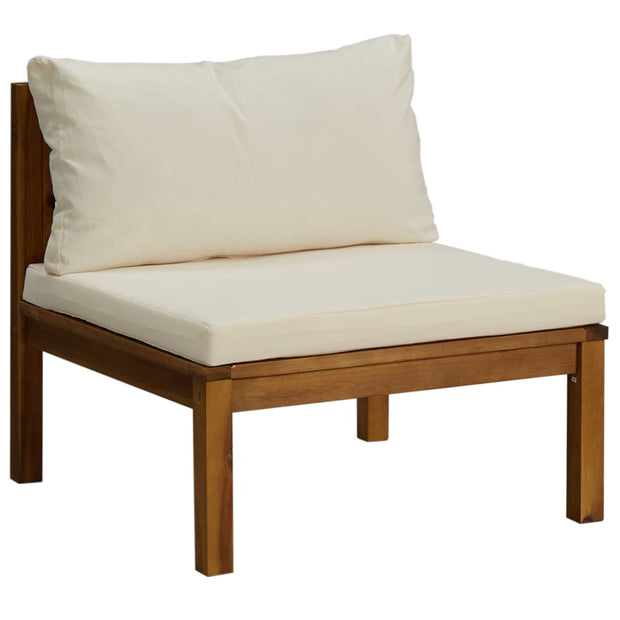 10 Piece Patio Lounge Set with Cream Cushion Solid Acacia Wood