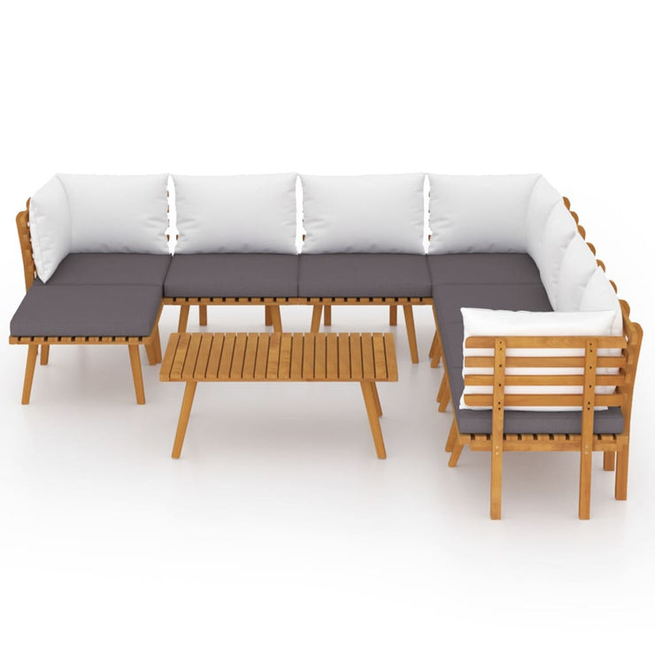 9 Piece Patio Lounge Set with Cushions Solid Acacia Wood