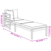 Sun Loungers with Cream White Cushions 2 pcs Acacia Wood