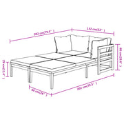 Sun Loungers with Cream White Cushions 2 pcs Acacia Wood