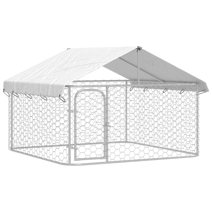 Outdoor Dog Kennel with Roof 78.7"x78.7"x59.1"