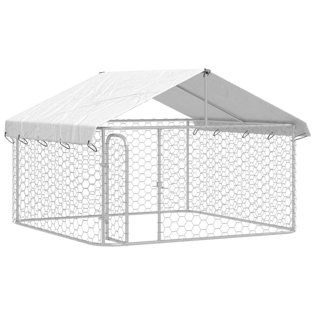 Outdoor Dog Kennel with Roof 78.7"x78.7"x59.1"