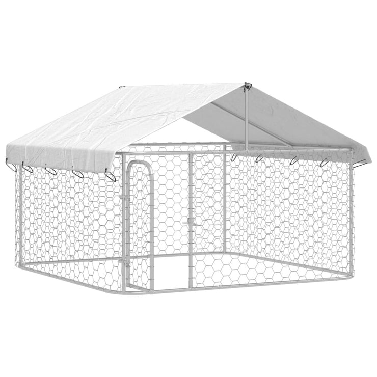 Outdoor Dog Kennel with Roof 78.7"x78.7"x59.1"