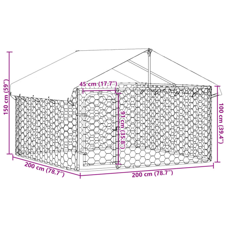 Outdoor Dog Kennel with Roof 78.7"x78.7"x59.1"