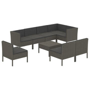 9 Piece Patio Lounge Set with Cushions Poly Rattan Gray